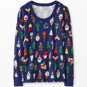 New Women's Holiday Print Long John Pajama Top